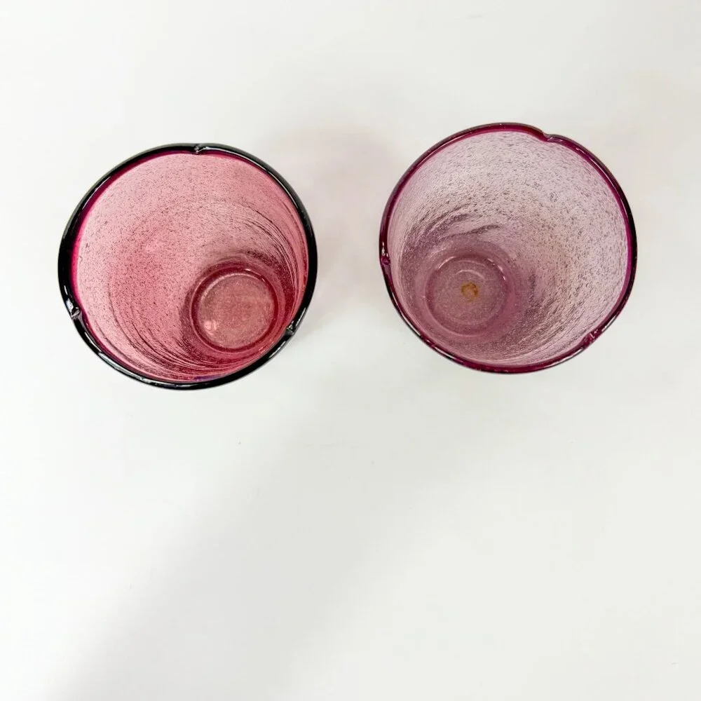 Z Gallerie Amici Provence Purple Amethyst Art Glass Air Bubble Glasses Set Of 2
